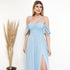 Vestido Franzido Ombro a Ombro VESTIDO DE FESTA PETRA FINA AZUL SERENITY P